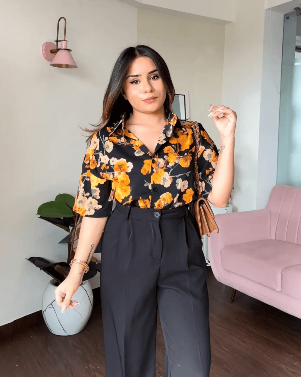 Printed Crepe Cut Sleeve Shirt
