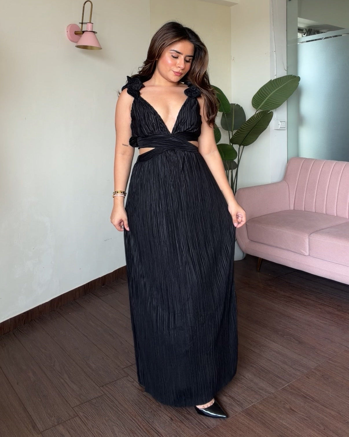 Backless Pleated Maxi Summer Dress