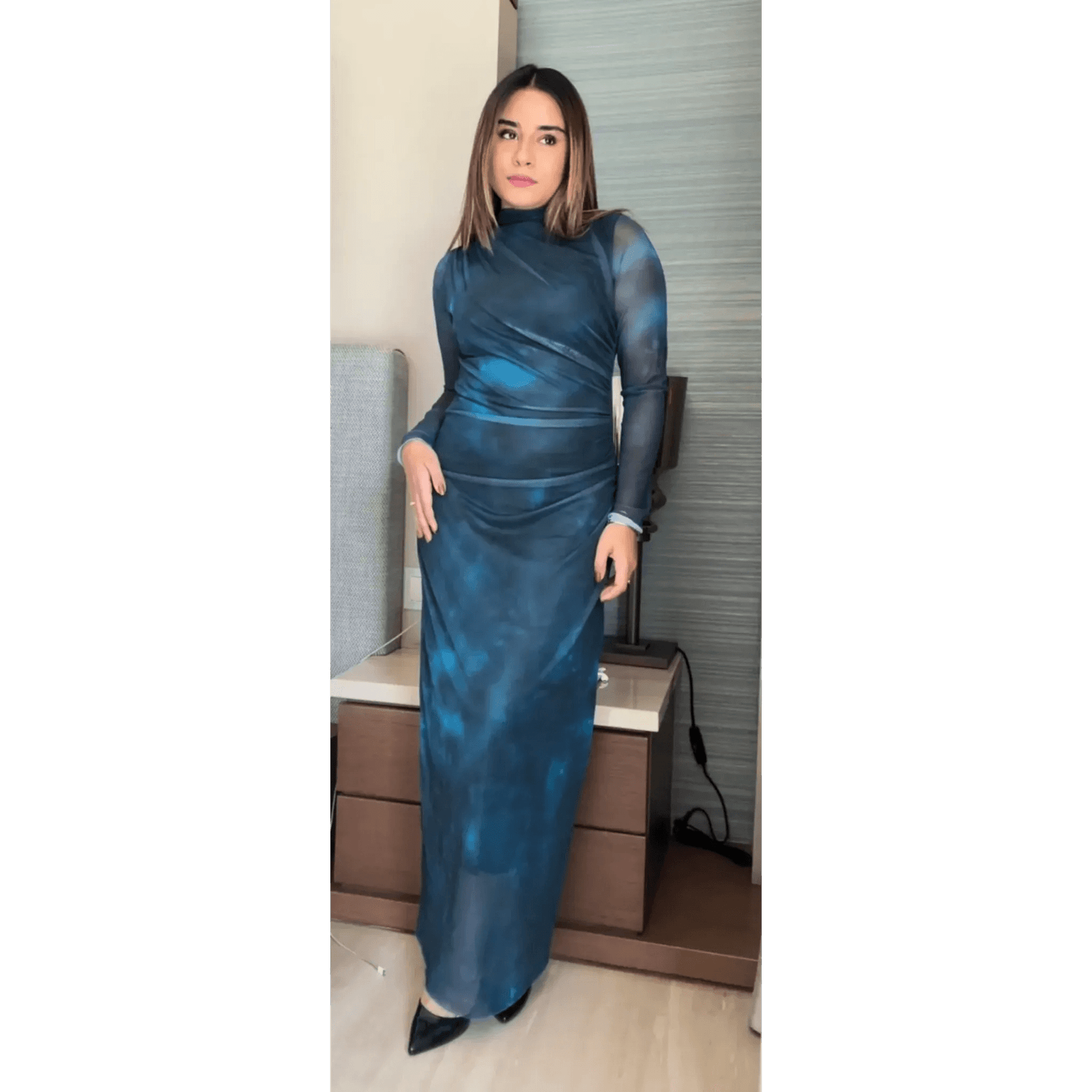 Printed Mesh Dress
