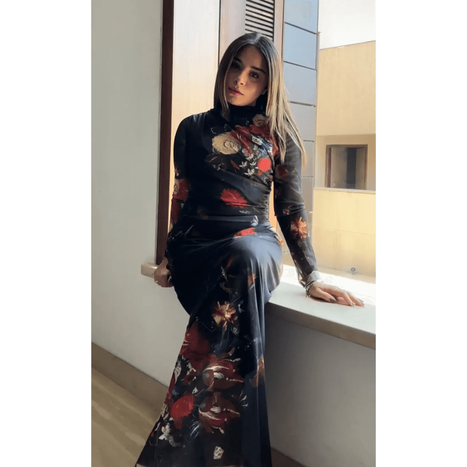 Printed Mesh Dress