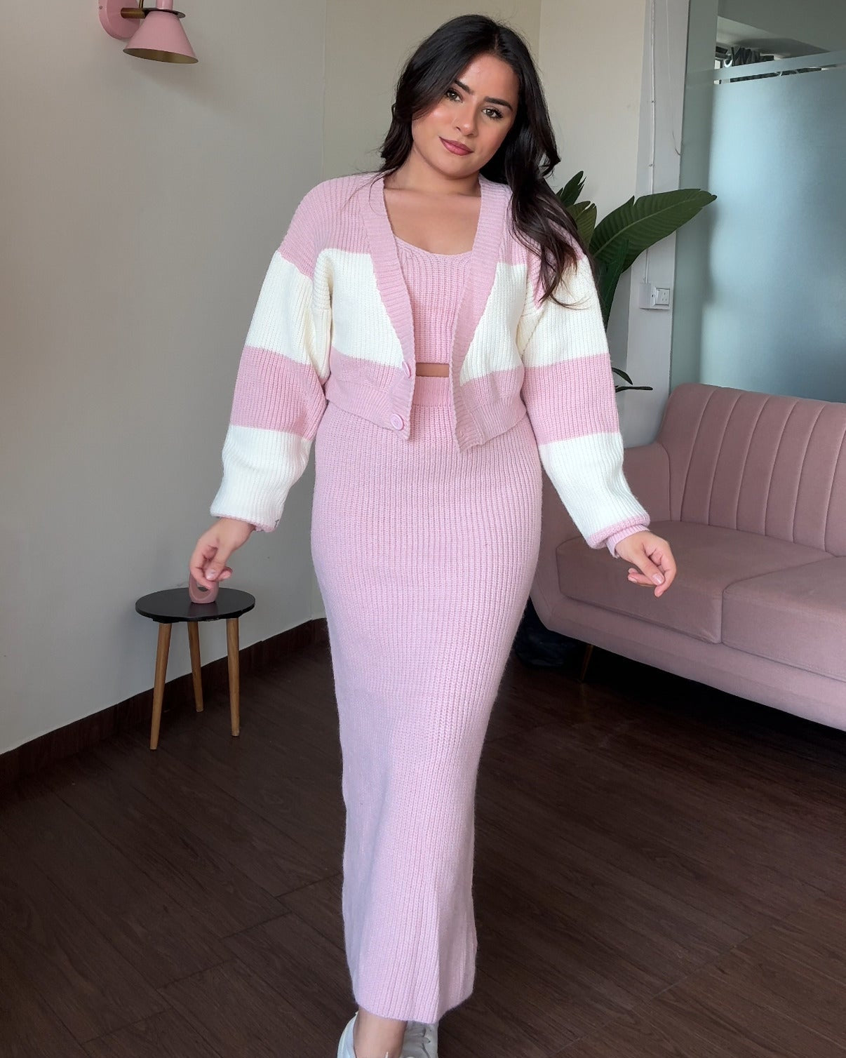 Crochet Winter 3-Piece Sweater Set With Cardigan