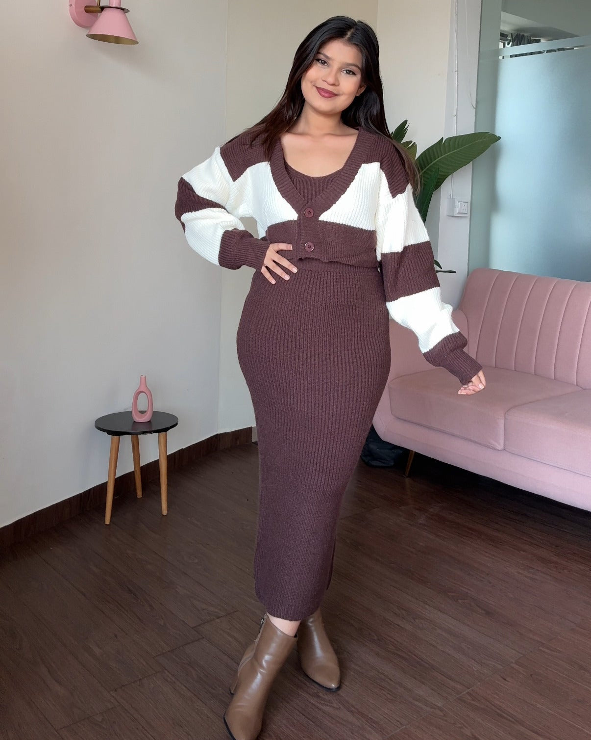 Crochet Winter 3-Piece Sweater Set With Cardigan