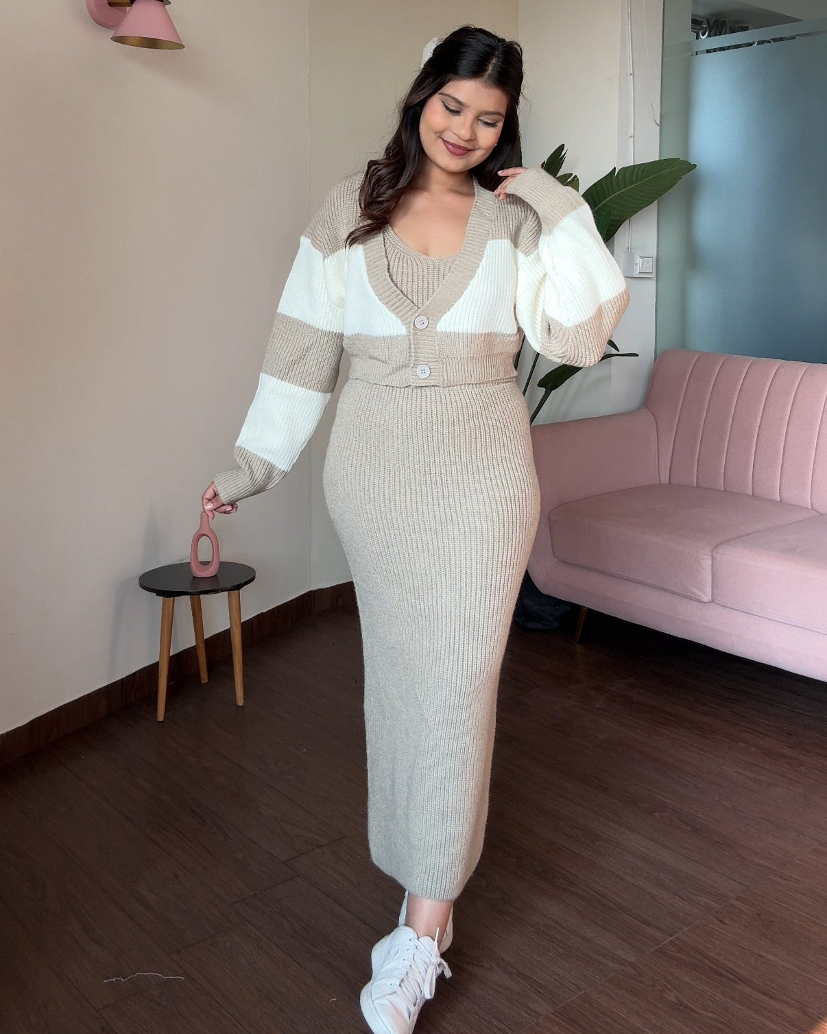 Crochet Winter 3-Piece Sweater Set With Cardigan