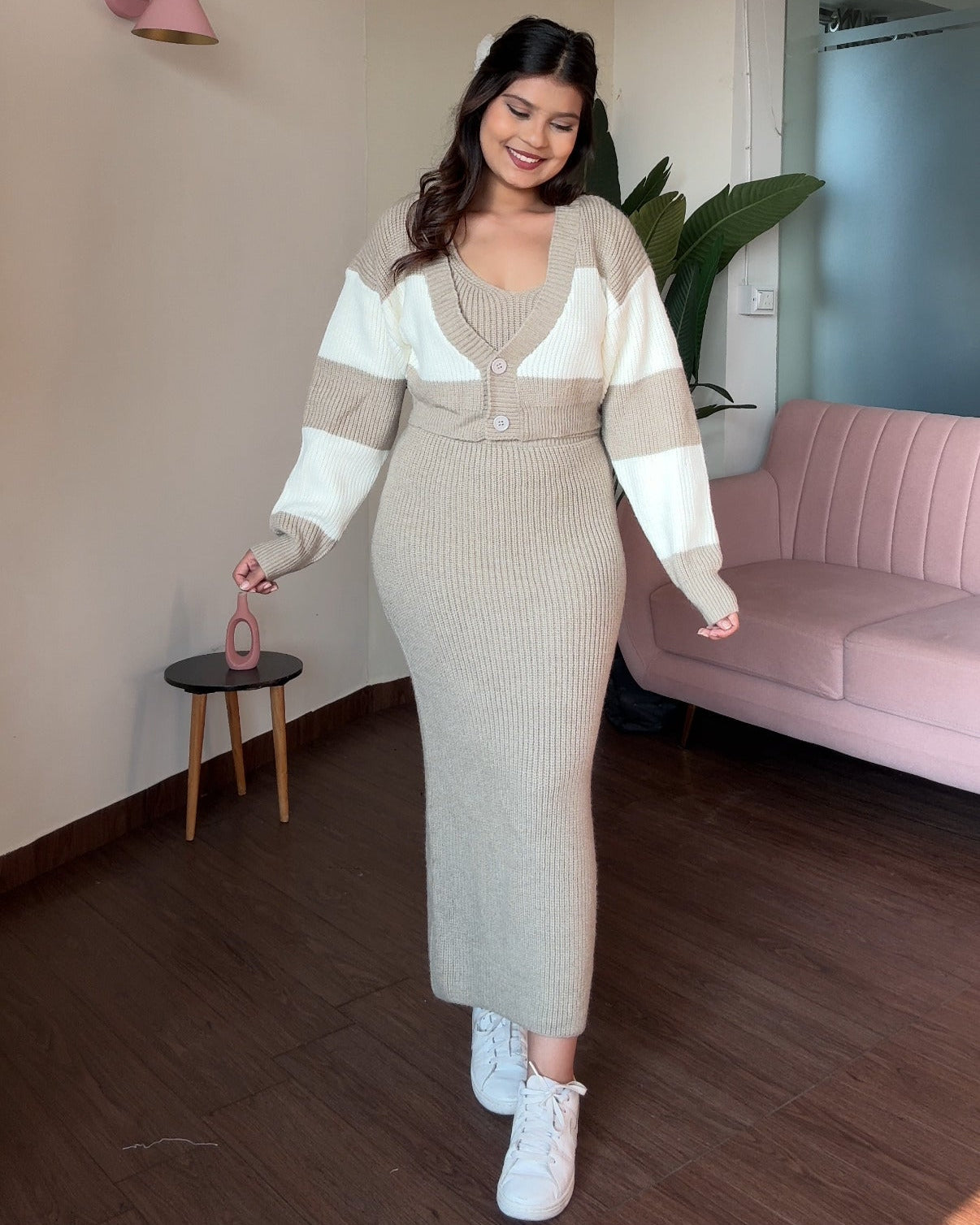 Crochet Winter 3-Piece Sweater Set With Cardigan