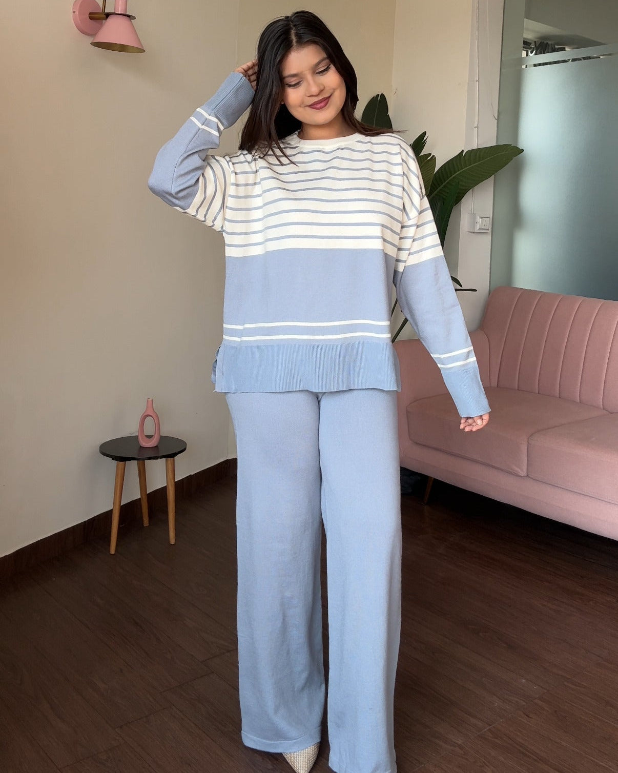 Dual Pattern Stripped Relaxed Fit Co-ord Set