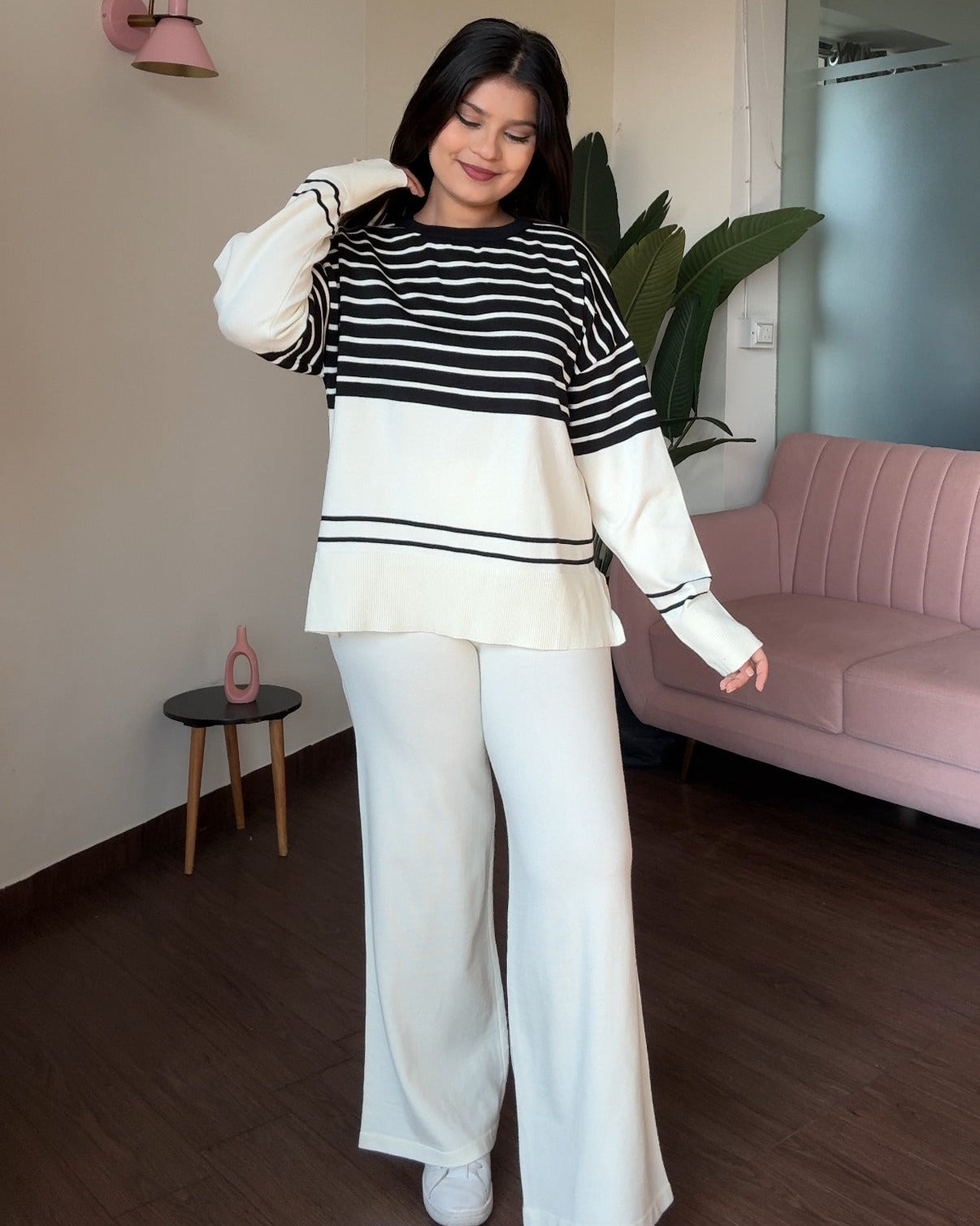 Dual Pattern Stripped Relaxed Fit Co-ord Set