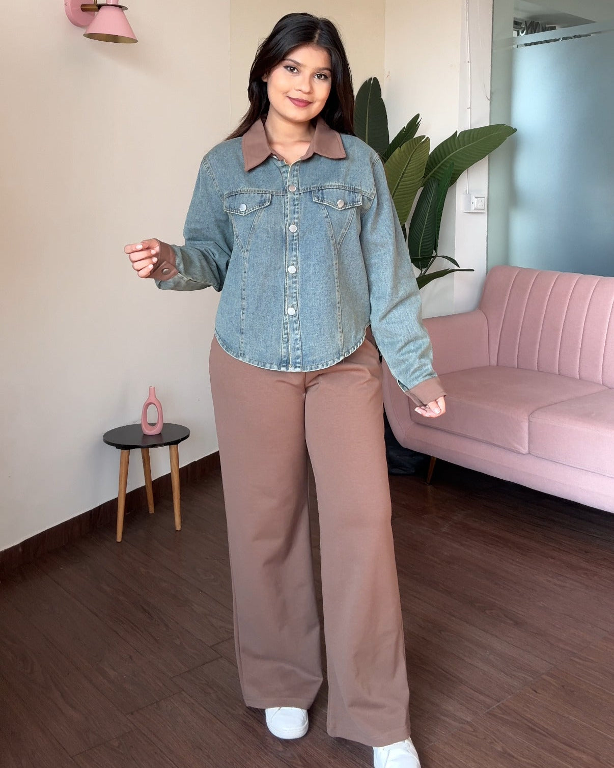 Denim Jacket And Sweatpants Co-ord Set