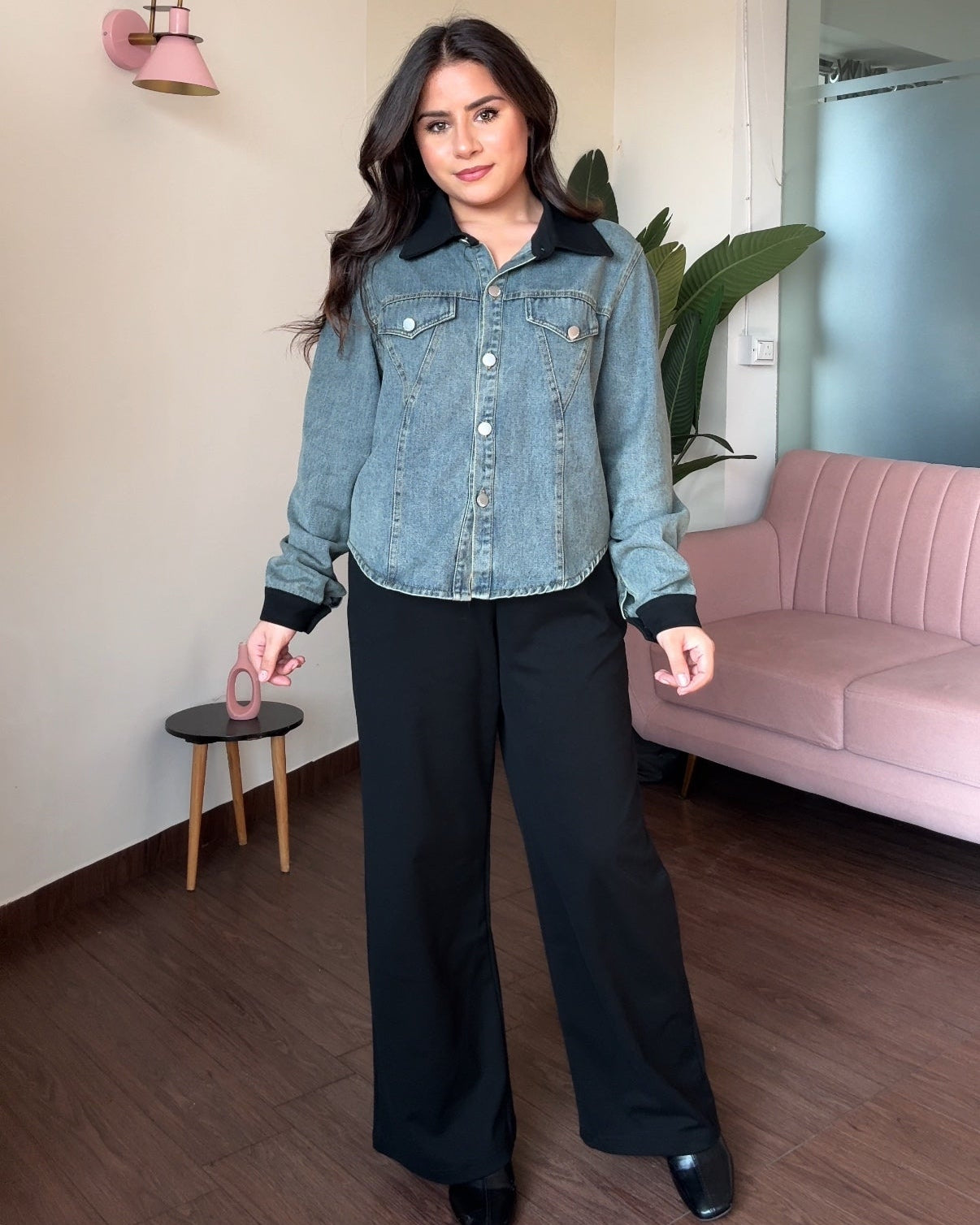 Denim Jacket And Sweatpants Co-ord Set