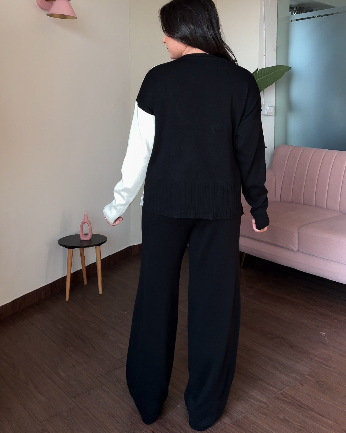 Dual-Tone Flower Detailing Knitted Co-ord Set