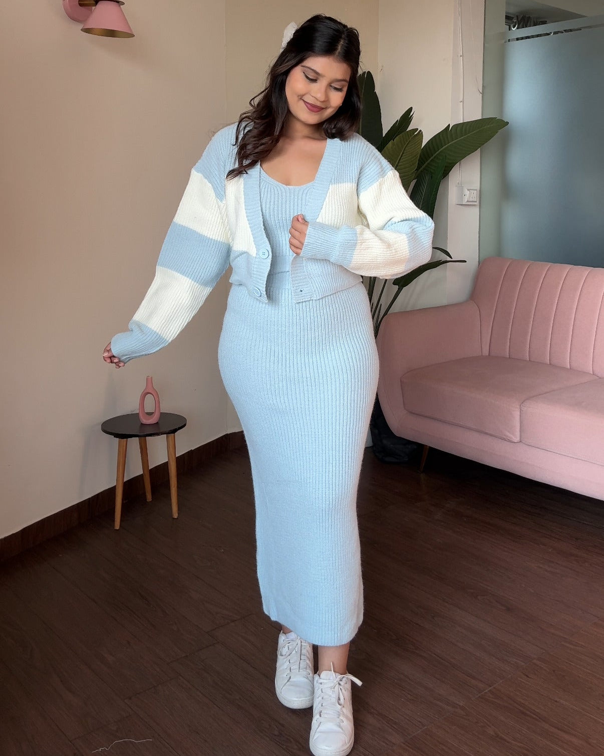 Crochet Winter 3-Piece Sweater Set With Cardigan