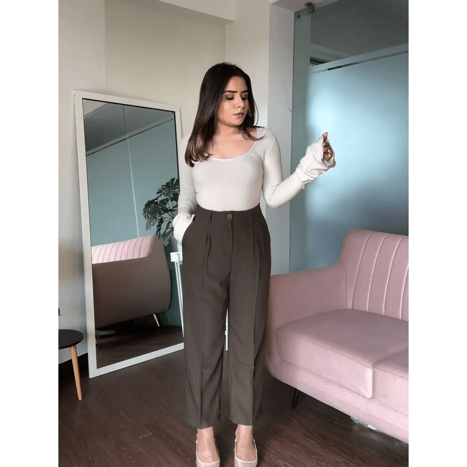High-Waisted Cigarette Fit Pant