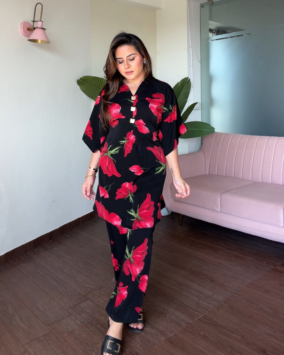 Printed Hibiscus Co-ord Set