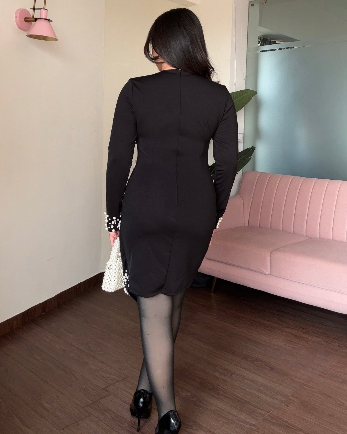 Pearl Embellishment Full Sleeve Blazer Dress