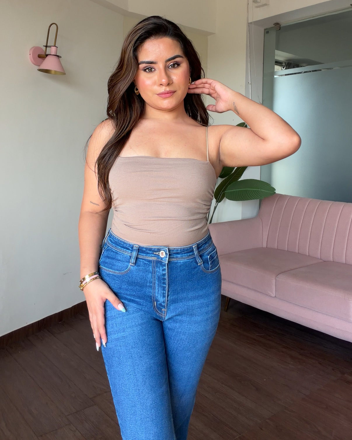 Ruched Padded Solid Cami Top