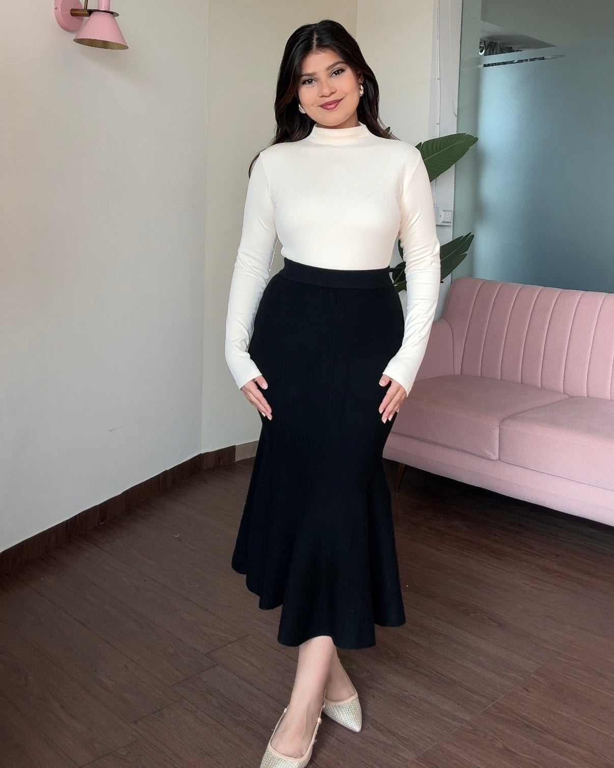 Bodycon Flared Winter Knitted Midi Skirt