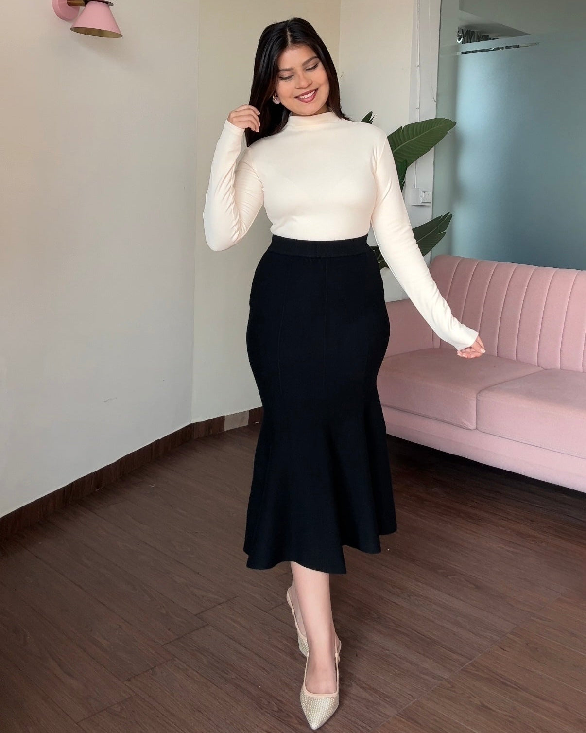 Bodycon Flared Winter Knitted Midi Skirt