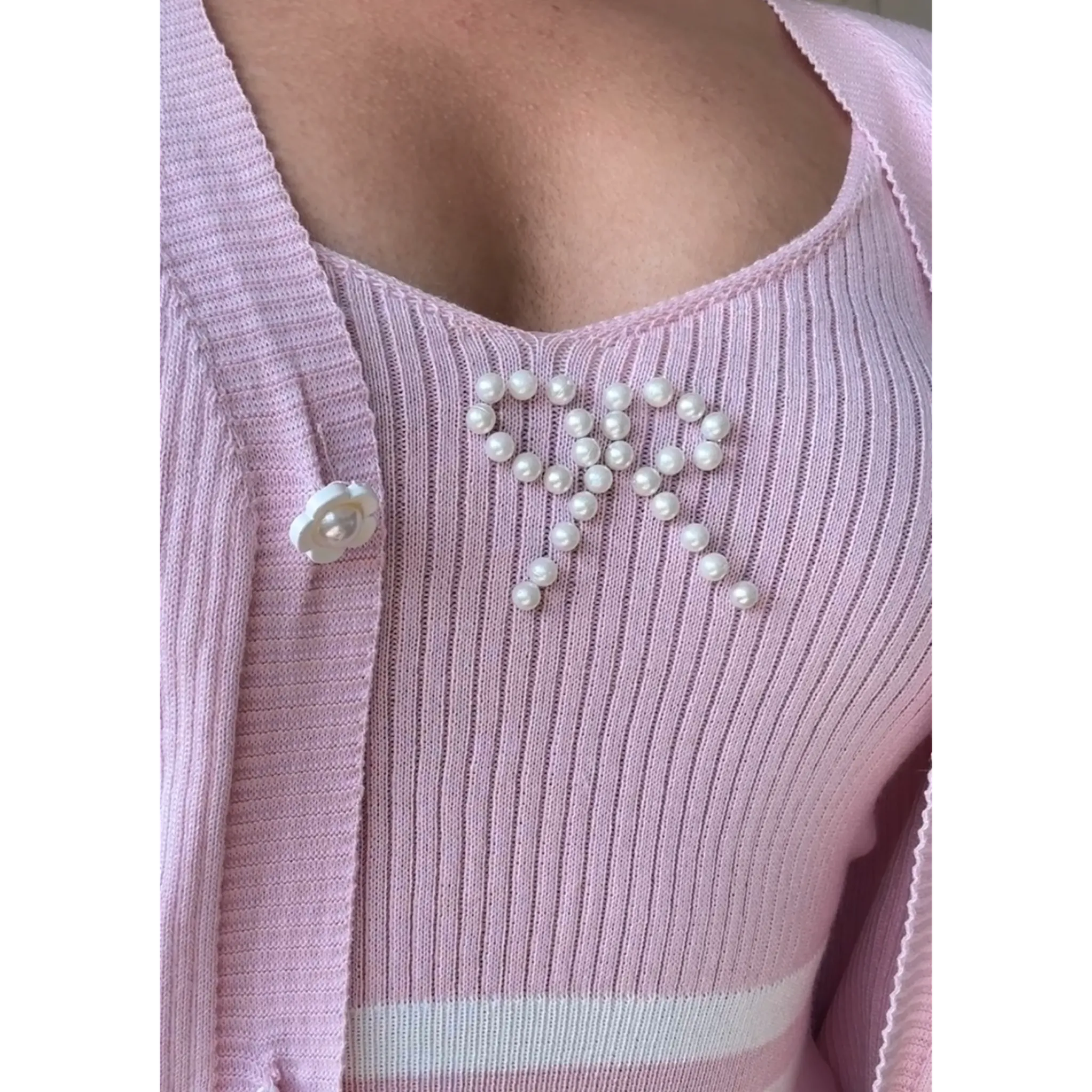 Bow Studded Cardigan Cami Top Set