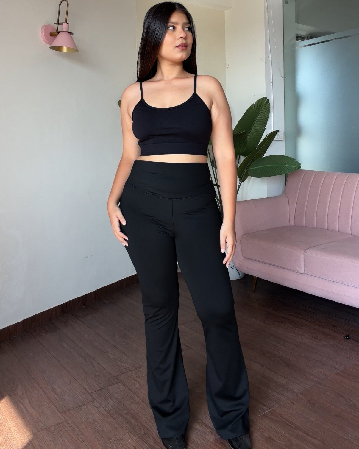 Solid Black Flared Leggings