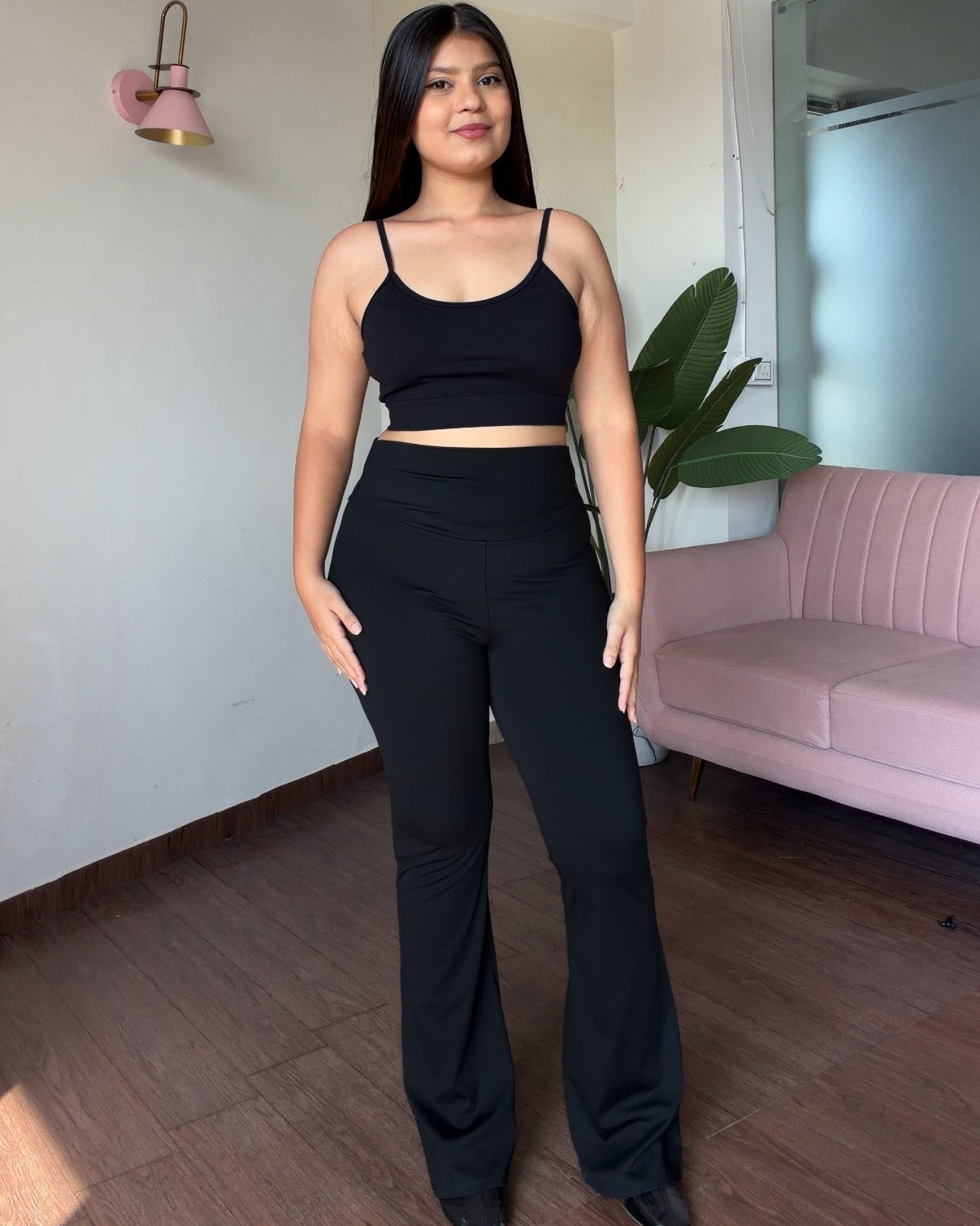 Solid Black Flared Leggings
