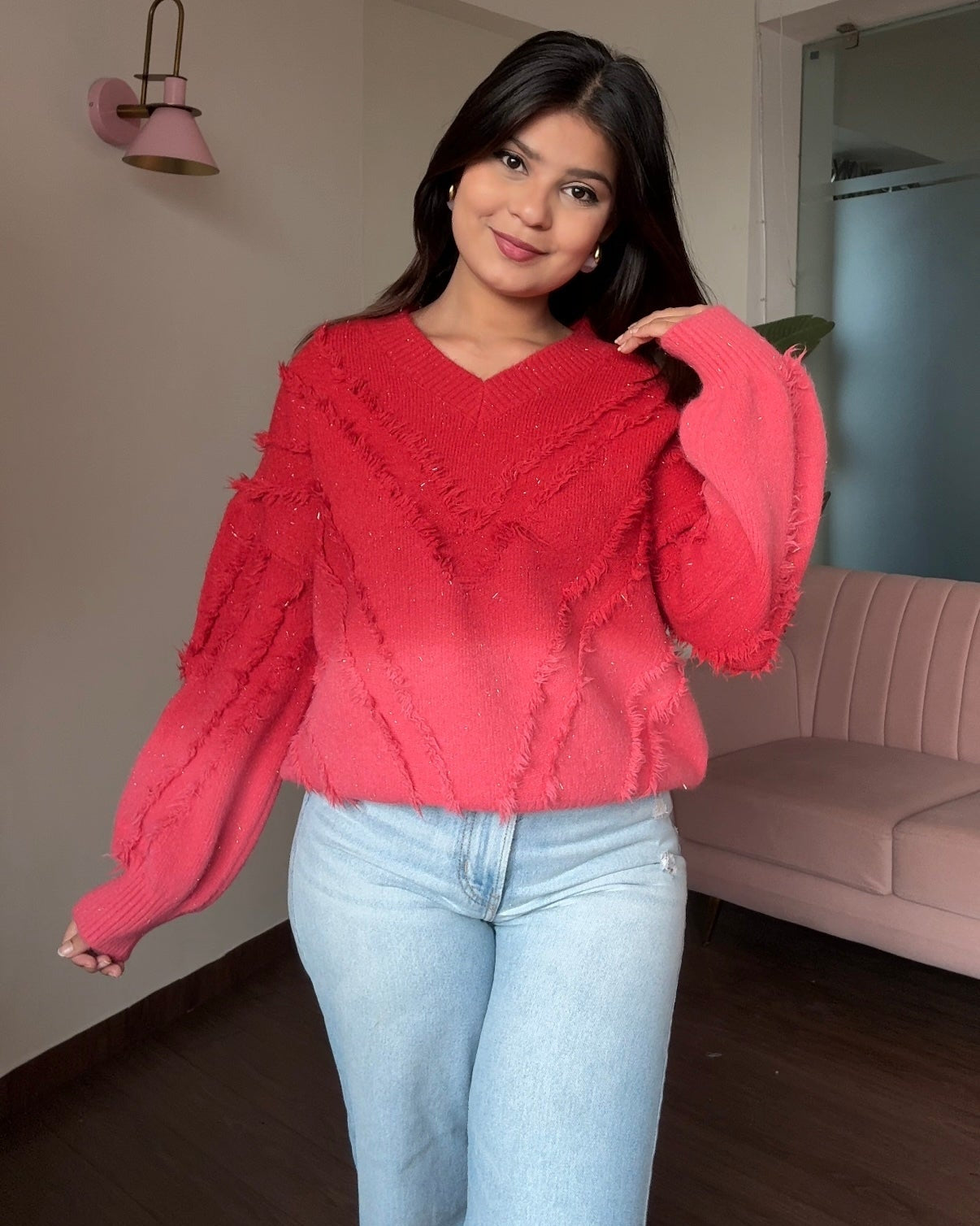 Ombre Sparkle Knitted Sweater Top