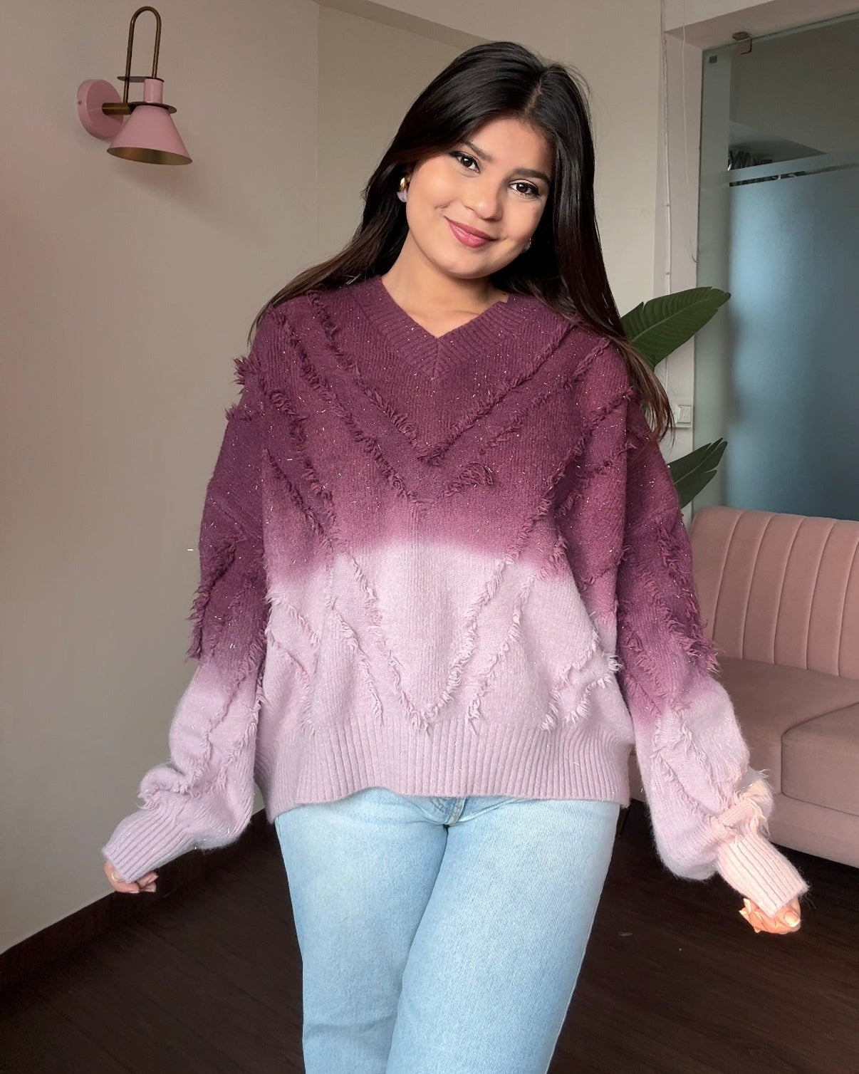 Ombre Sparkle Knitted Sweater Top