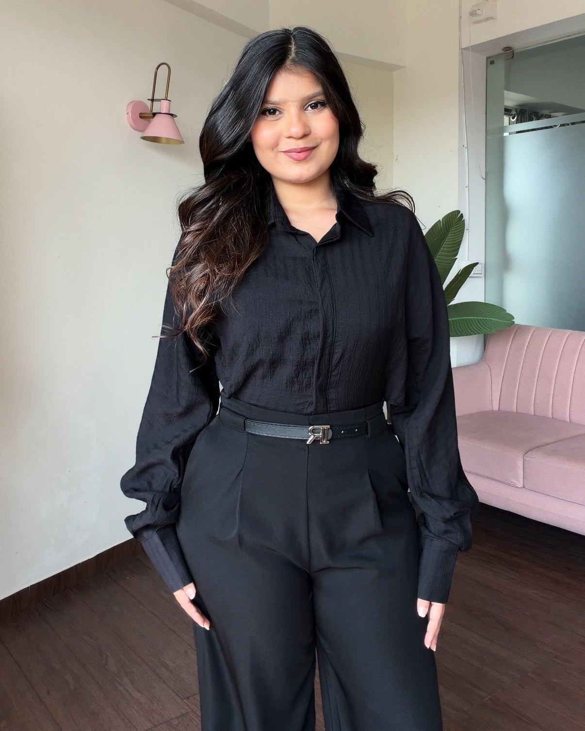 Solid Casual Button Up Shirt Bodysuit