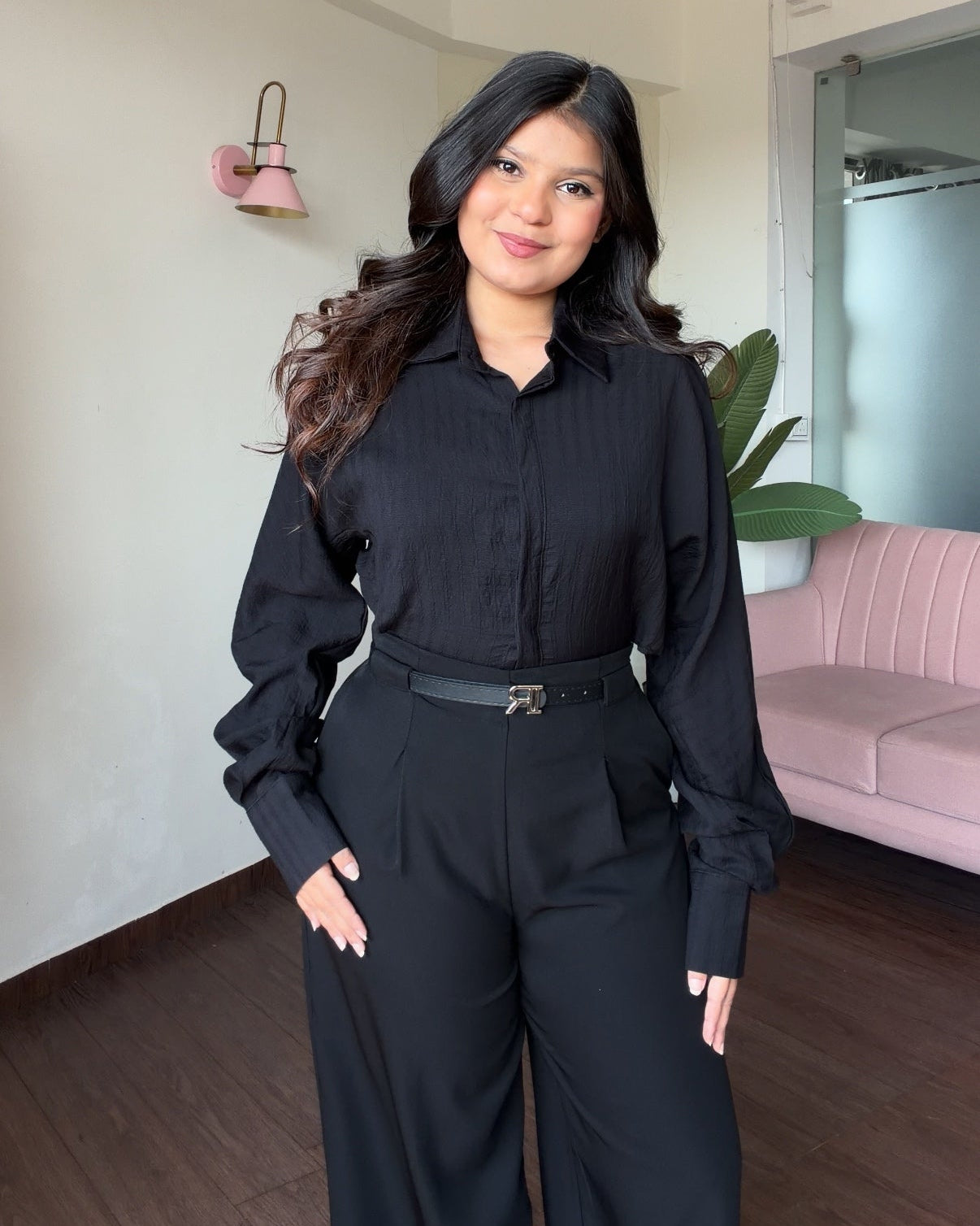 Solid Casual Button Up Shirt Bodysuit
