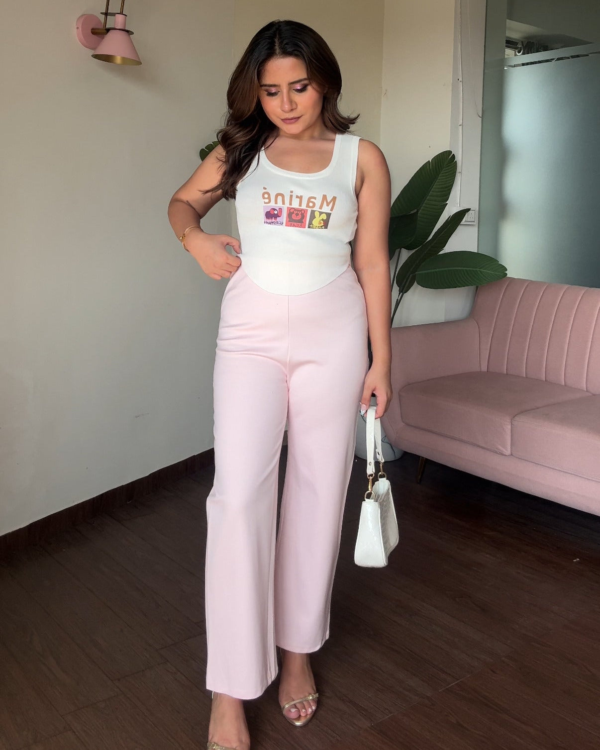 Printed Tank Top And Pants Co-ord Set