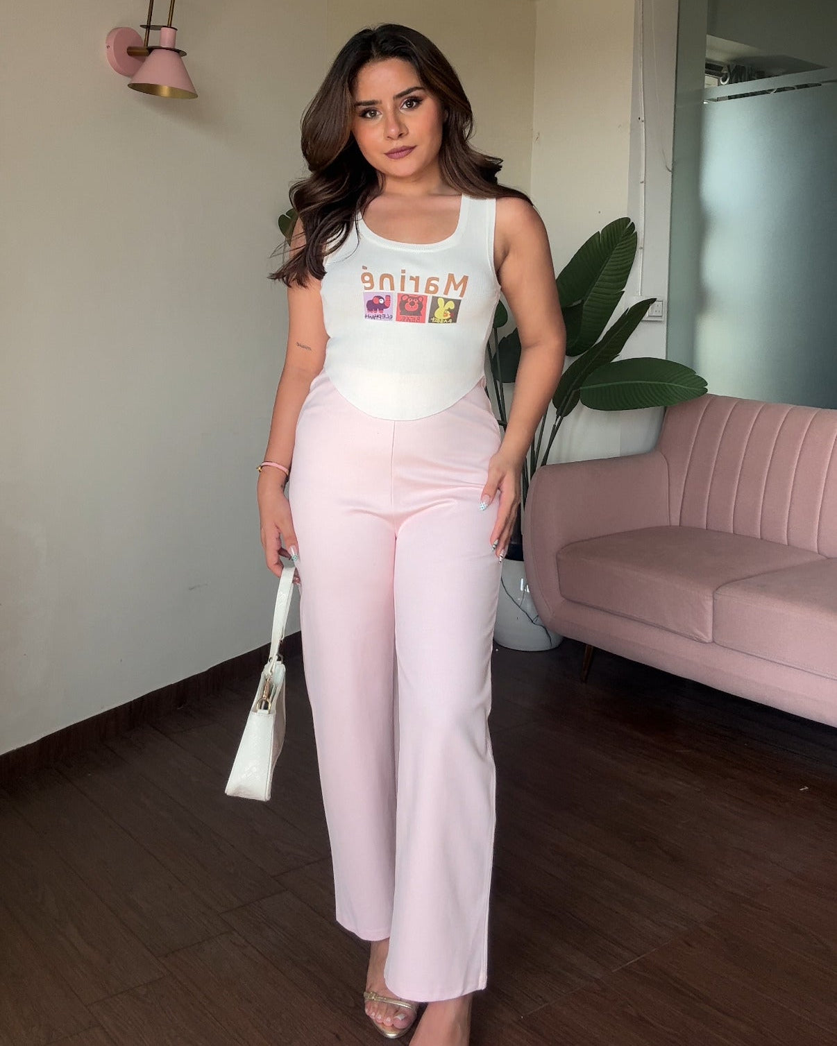 Printed Tank Top And Pants Co-ord Set