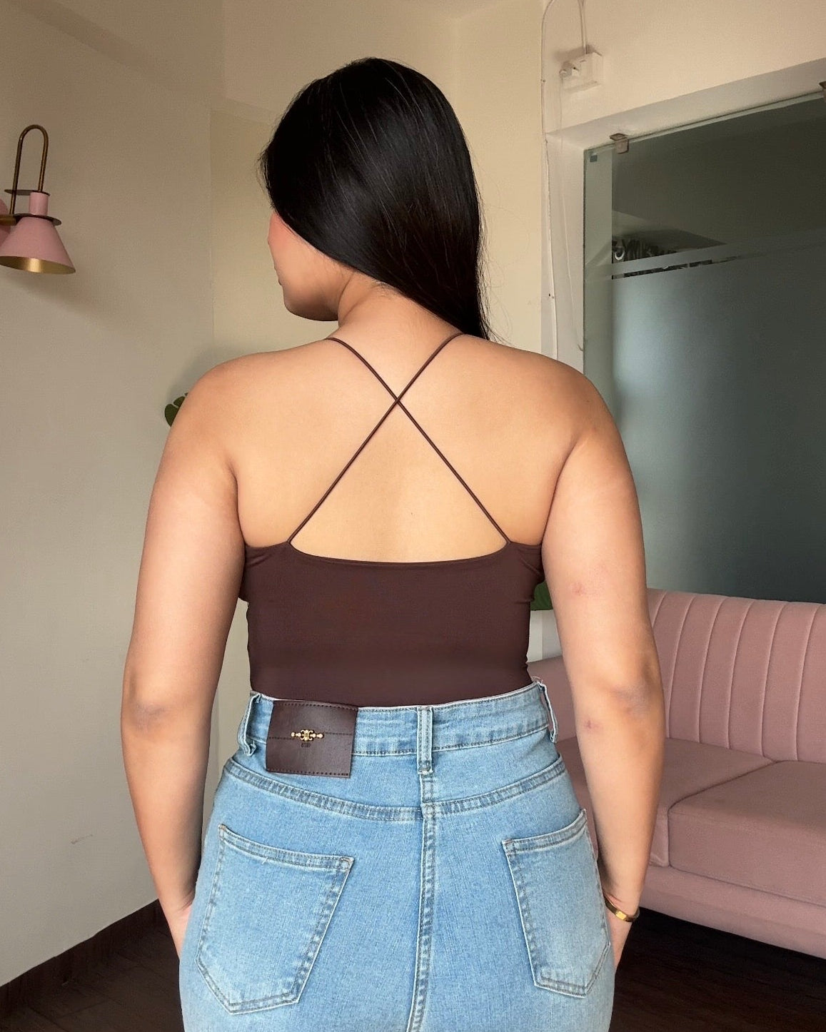 Beaded Strappy V Neck Cami Top
