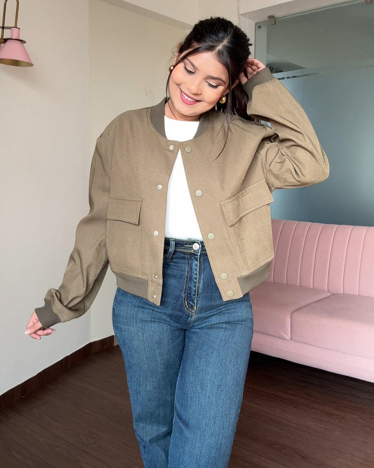 Premium Relaxed Fit Cargo Bomber Jacket