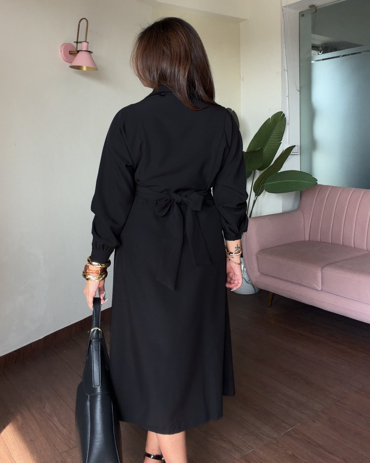 Collared Wrap Style Shirt Dress
