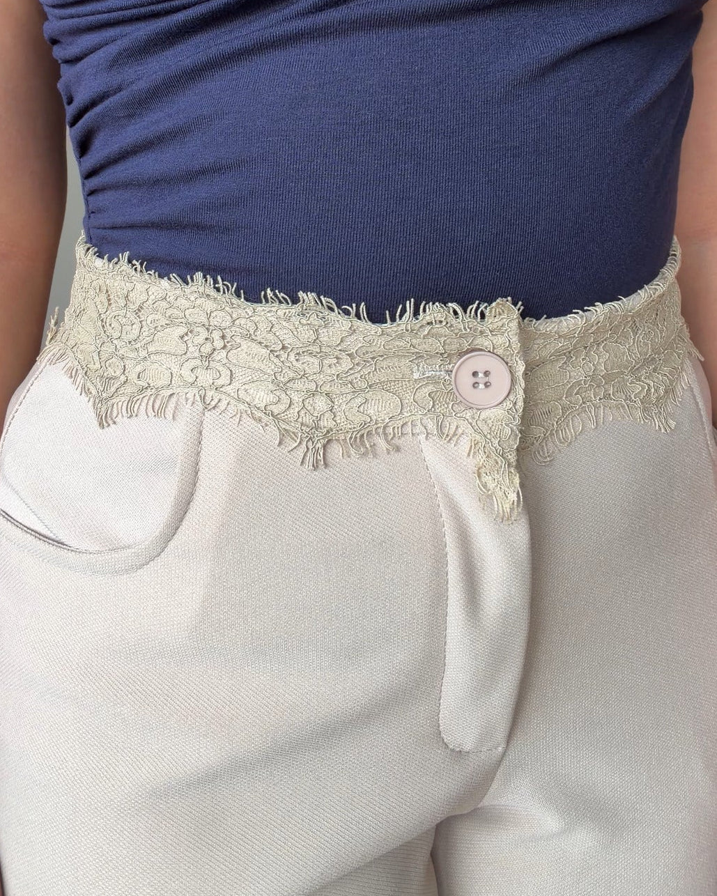 Lace Waist Line Detailing Flared Pants