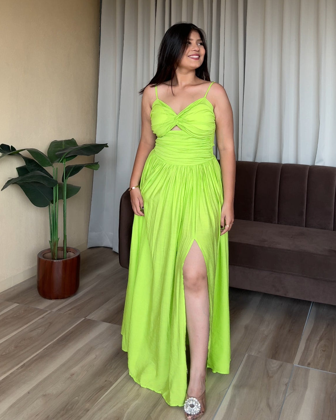 Padded Knot Detailing Fit And Flared Summer Dress