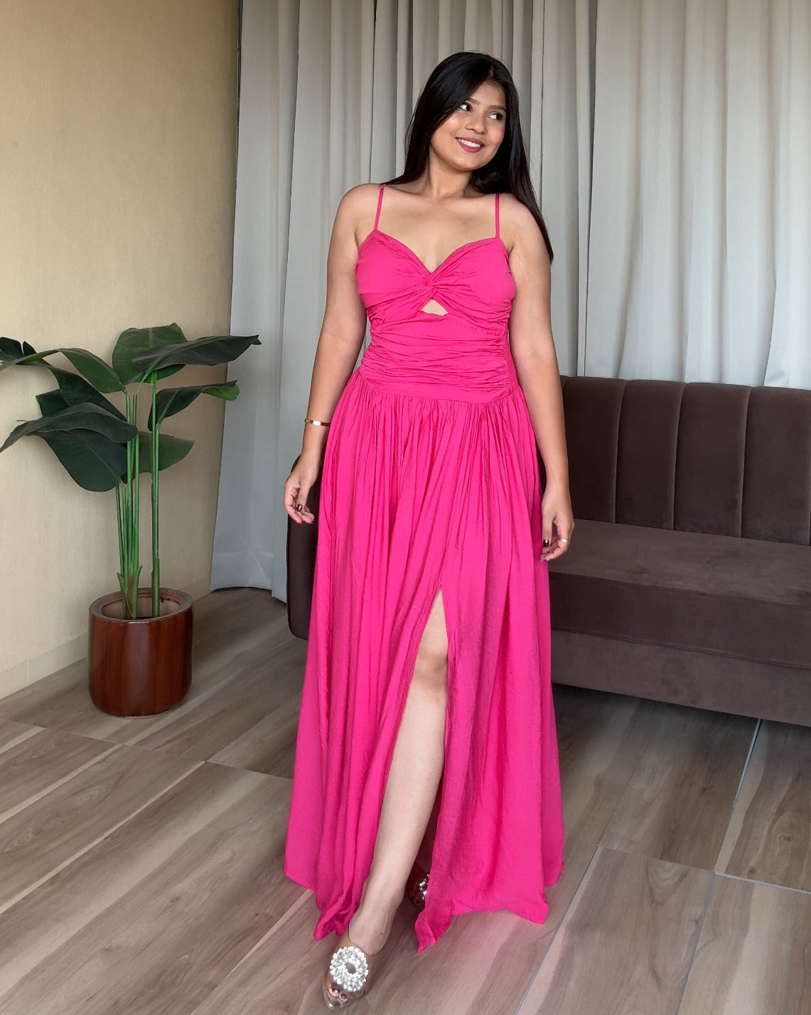Padded Knot Detailing Fit And Flared Summer Dress
