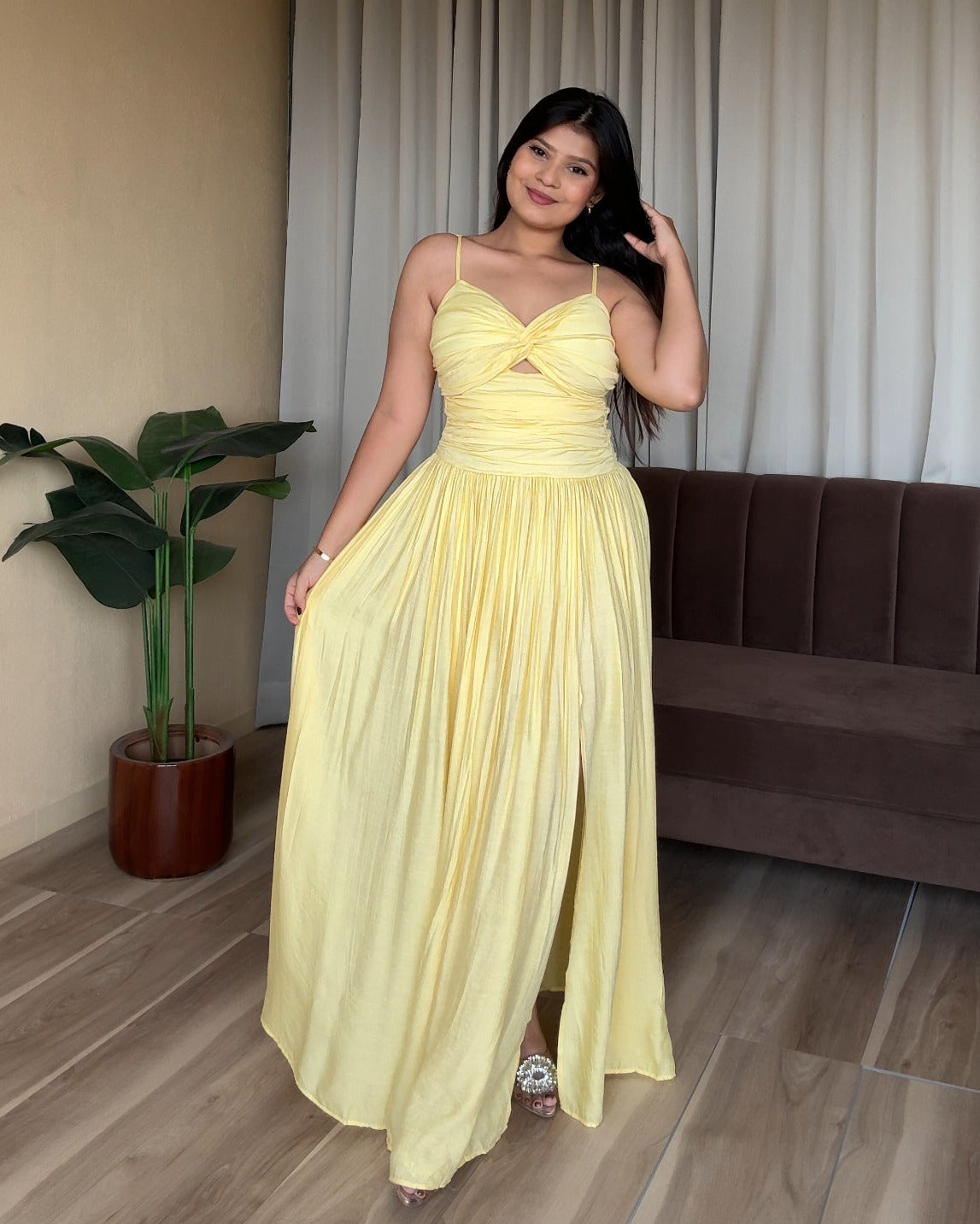 Padded Knot Detailing Fit And Flared Summer Dress