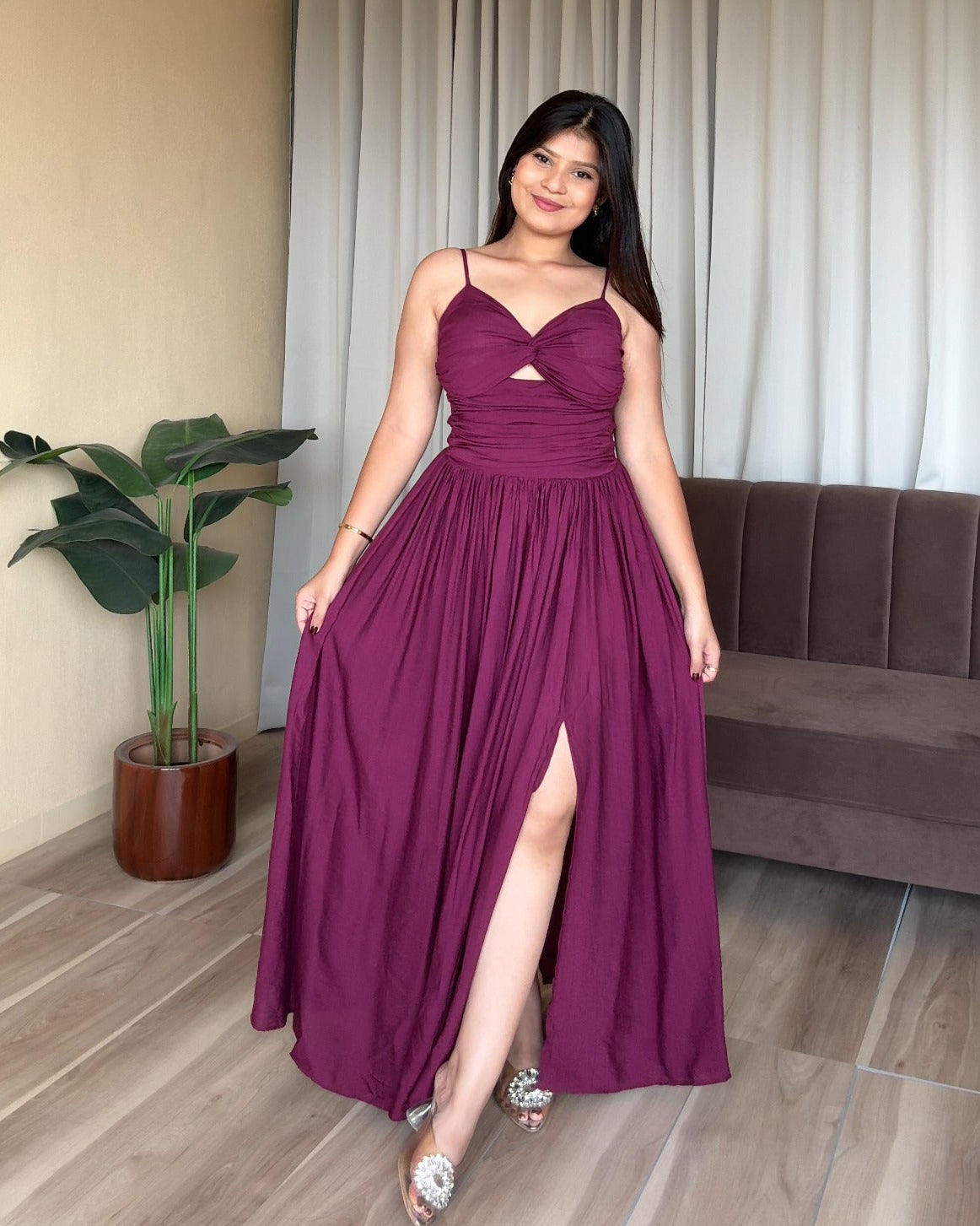 Padded Knot Detailing Fit And Flared Summer Dress