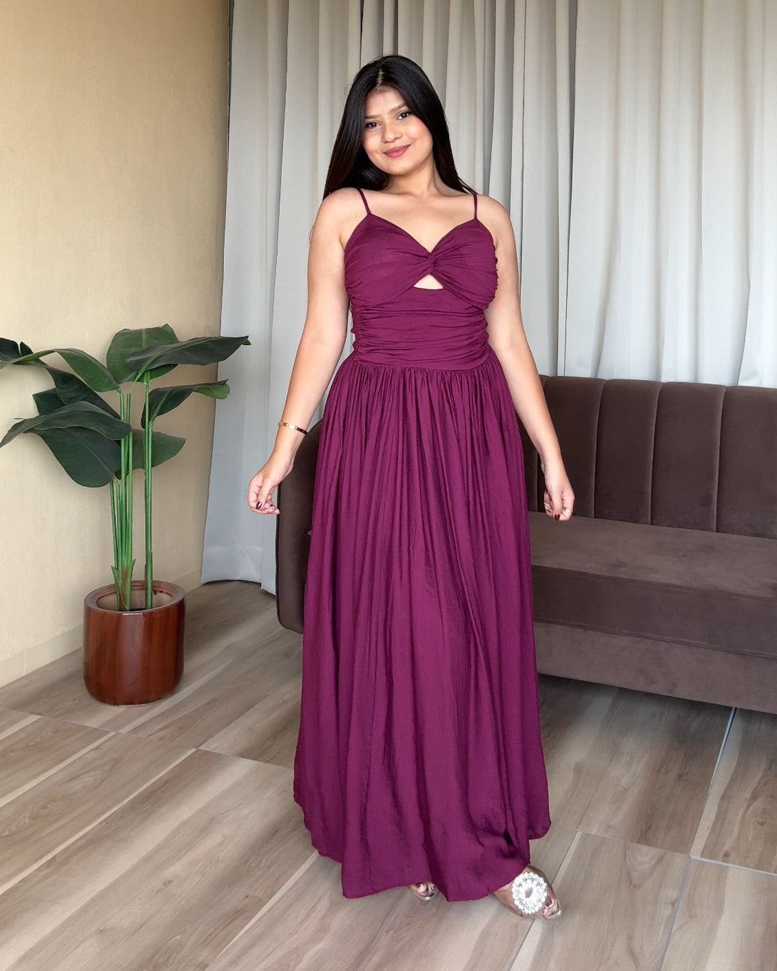 Padded Knot Detailing Fit And Flared Summer Dress