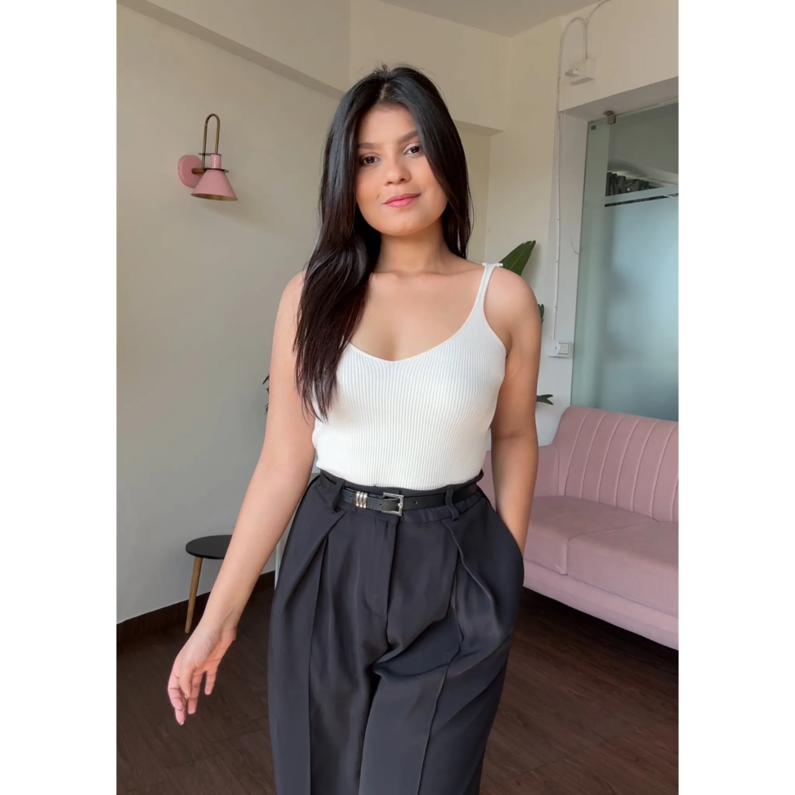 V Neck Ribbed Cami Top