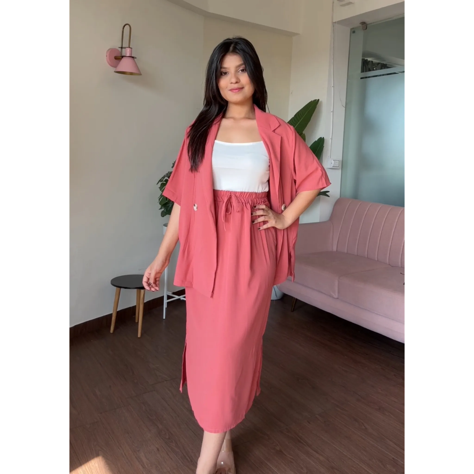 3 Piece Midi Skirt And Jacket Set