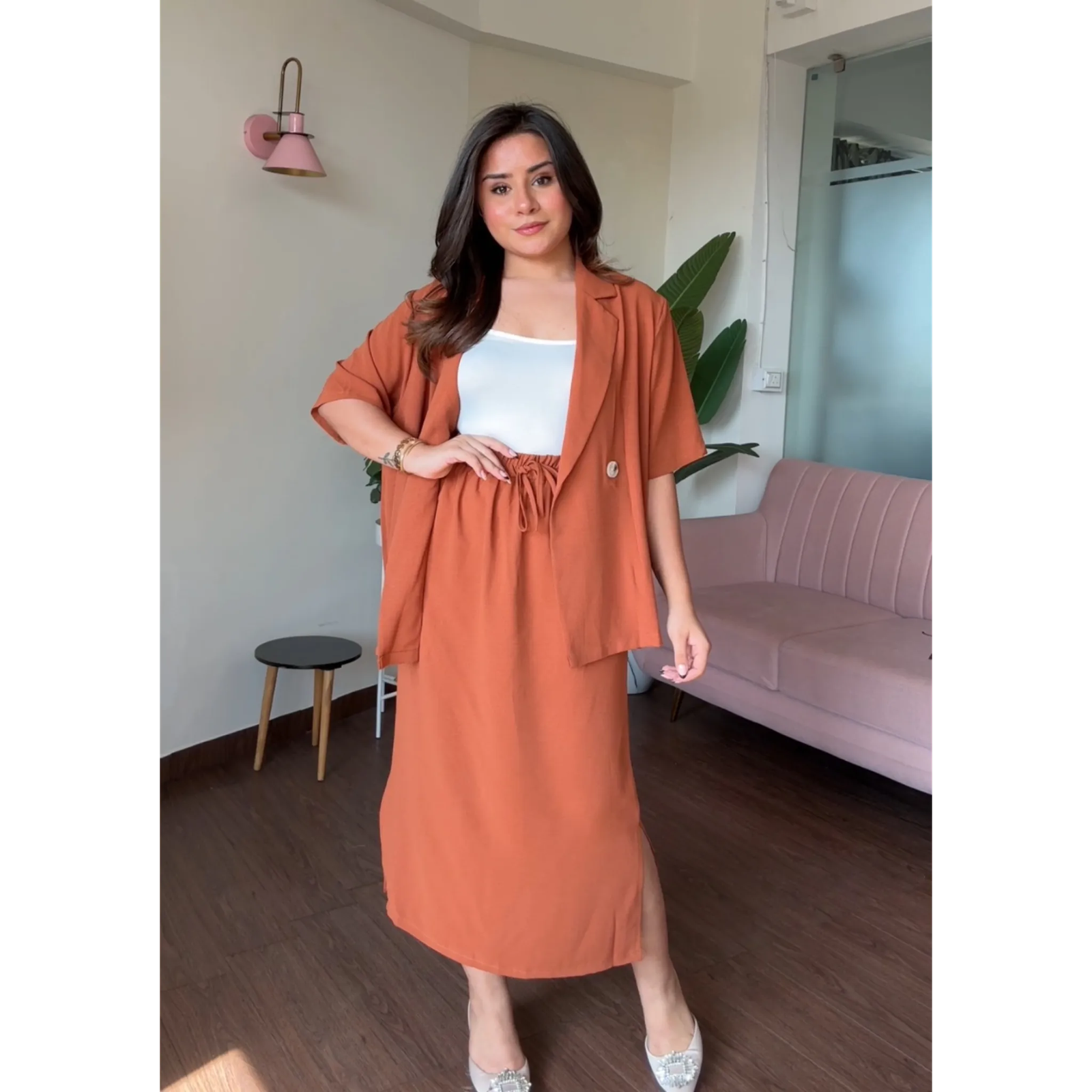 3 Piece Midi Skirt And Jacket Set