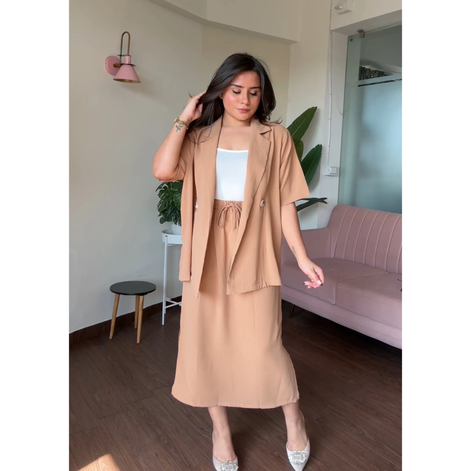 3 Piece Midi Skirt And Jacket Set