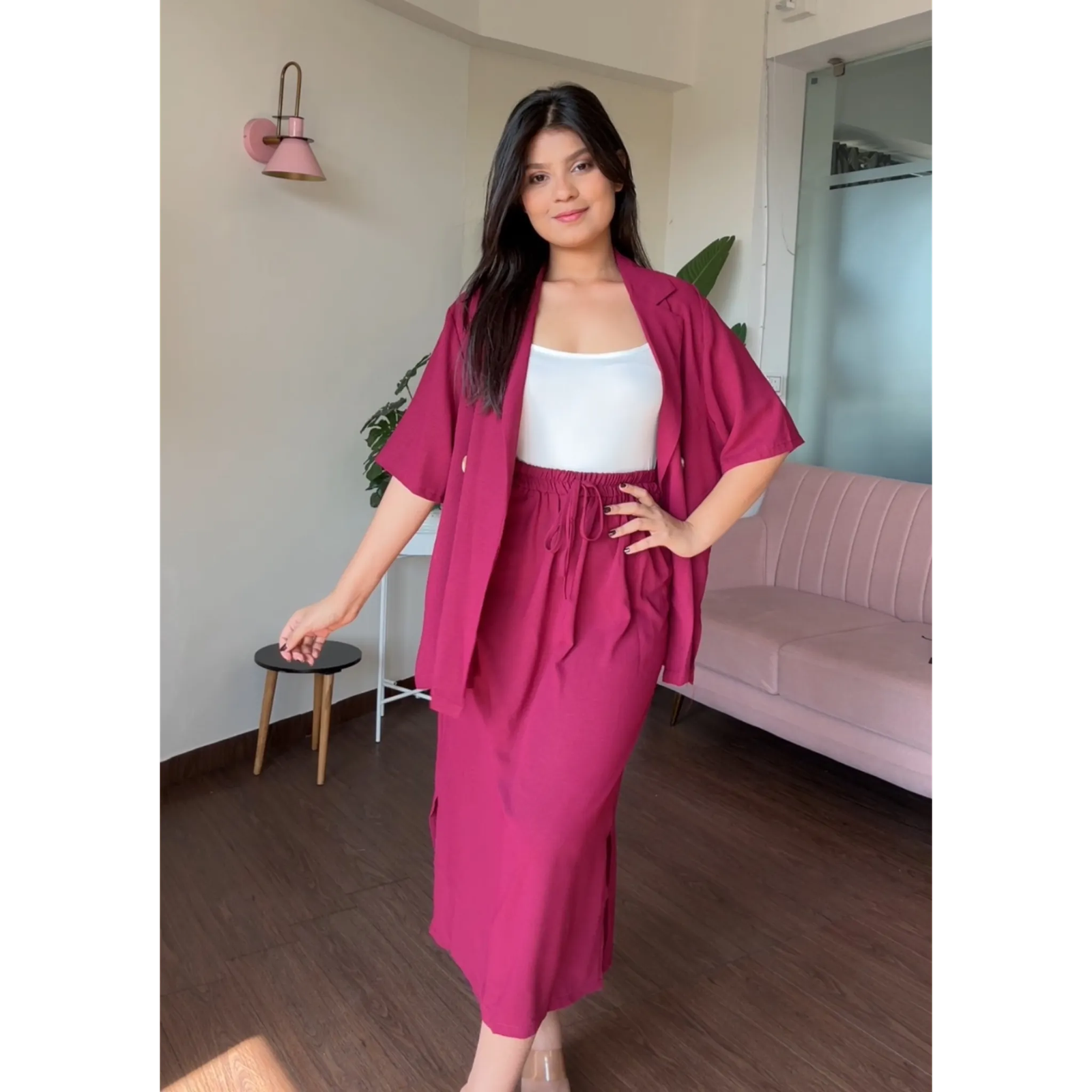 3 Piece Midi Skirt And Jacket Set