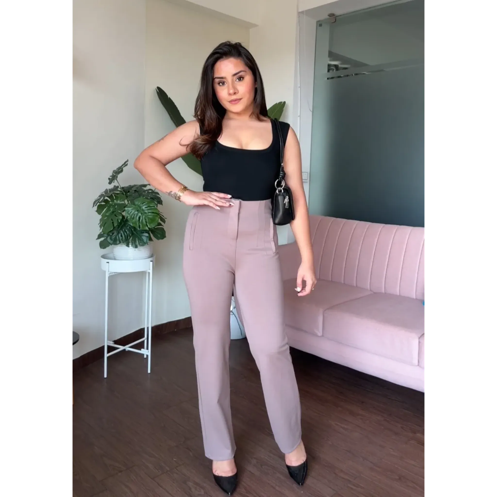 Stretchy High Waisted Straight Fits Pants