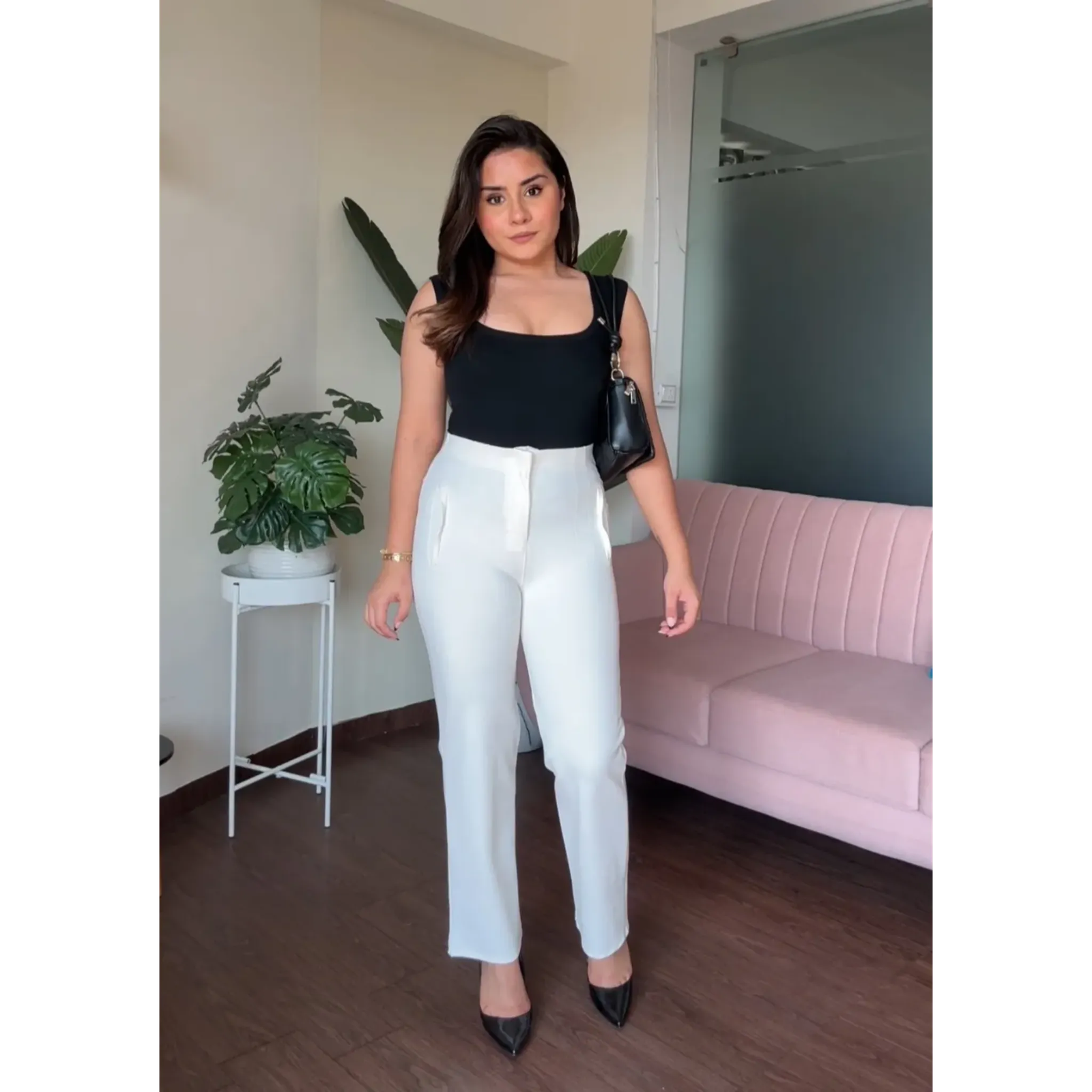 Stretchy High Waisted Straight Fits Pants