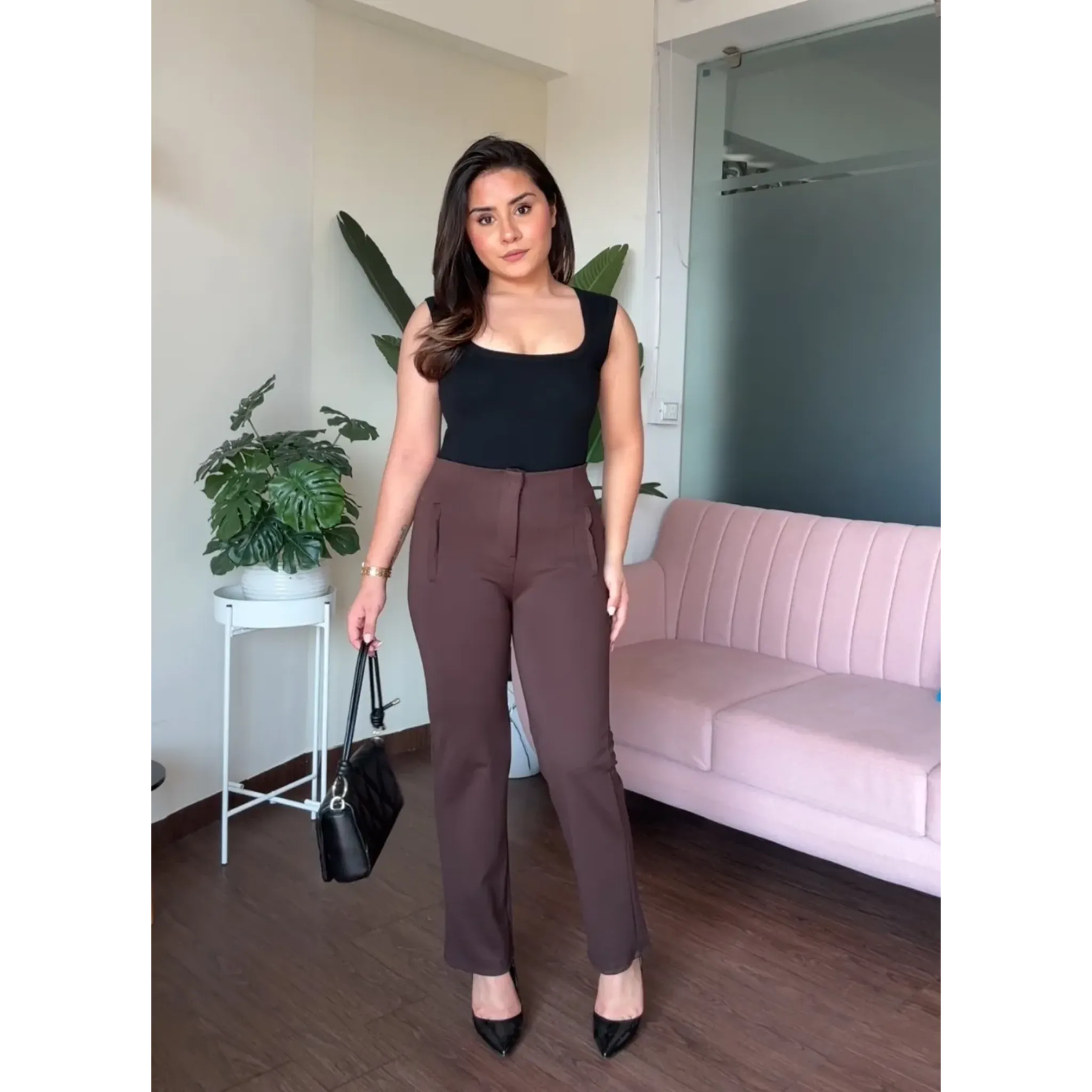 Stretchy High Waisted Straight Fits Pants