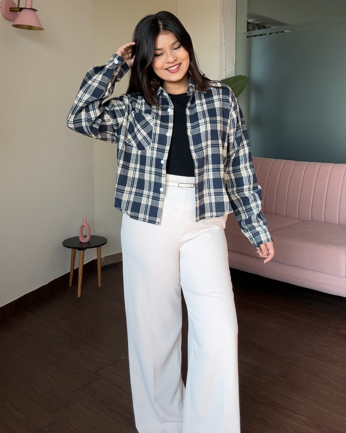 Checker Cropped Shacket