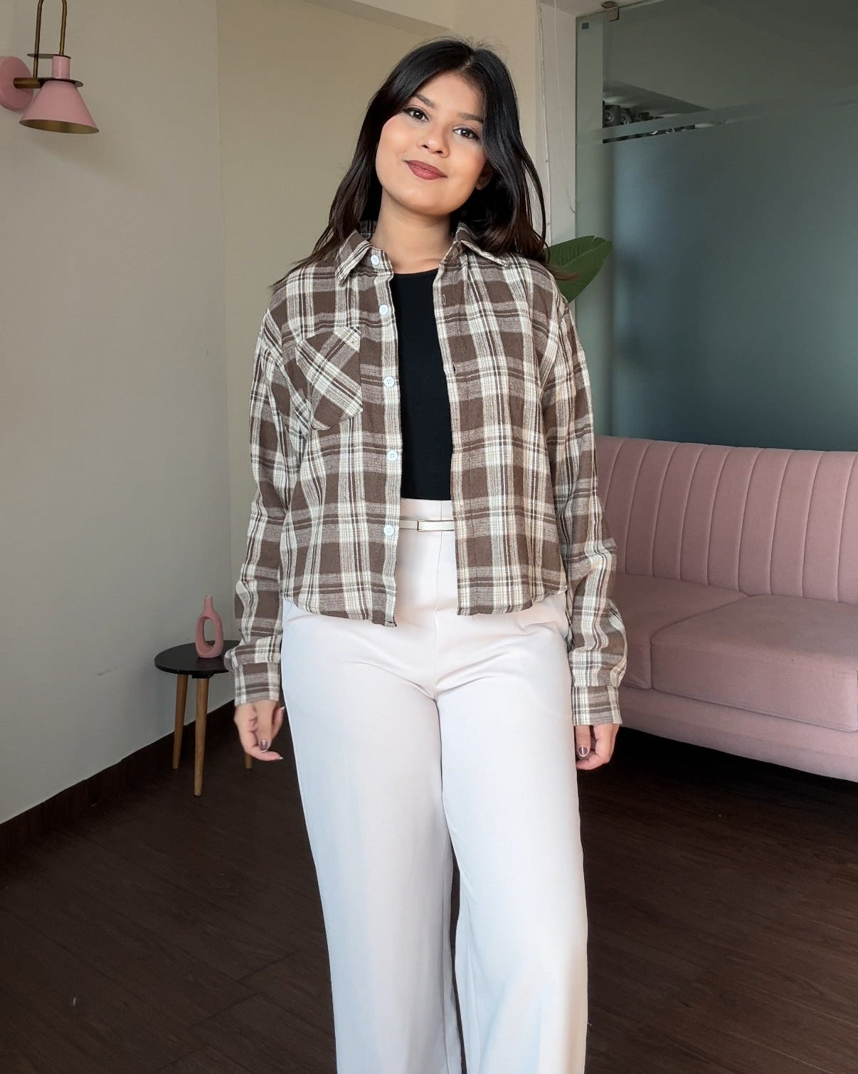 Checker Cropped Shacket