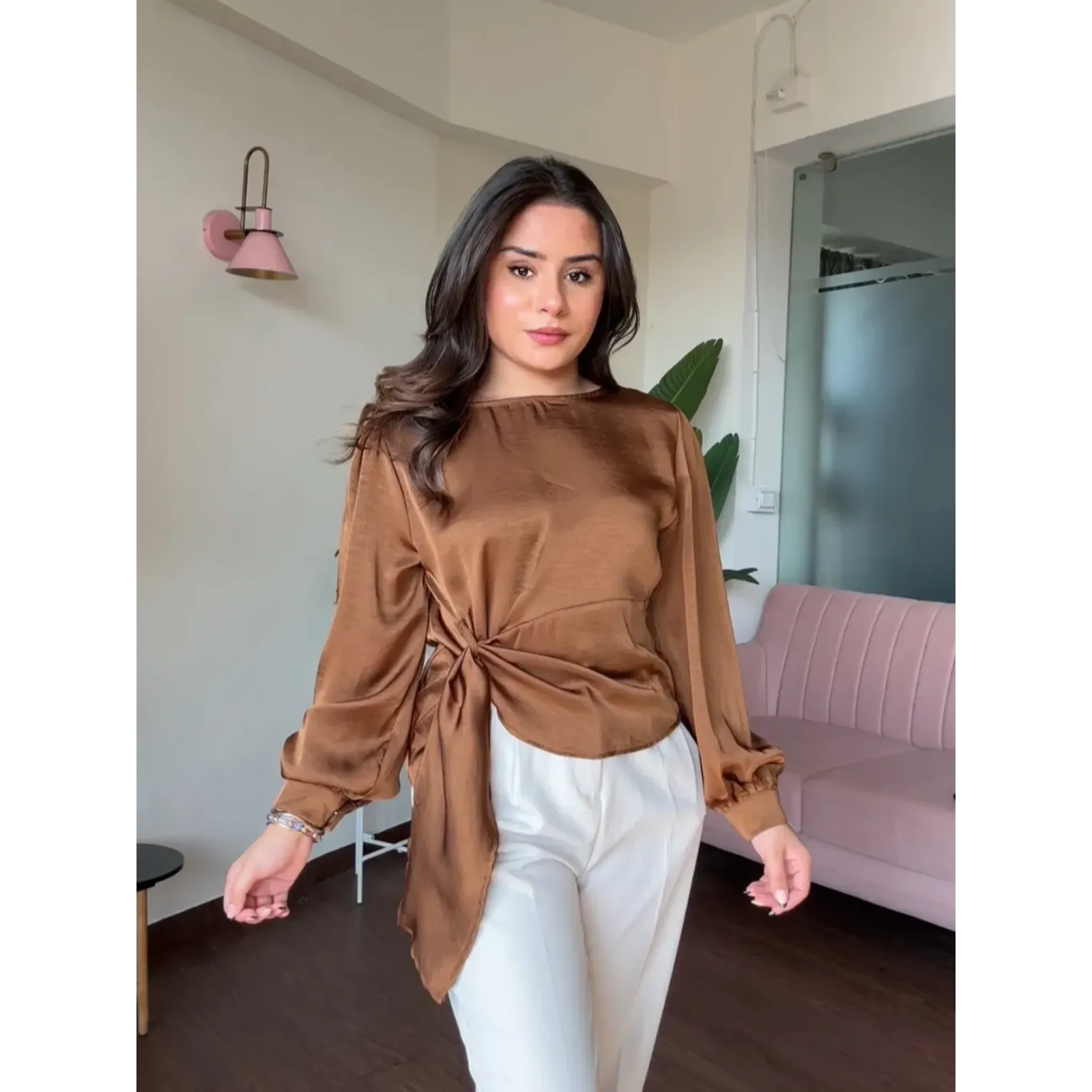 Wrap Style Satin Top
