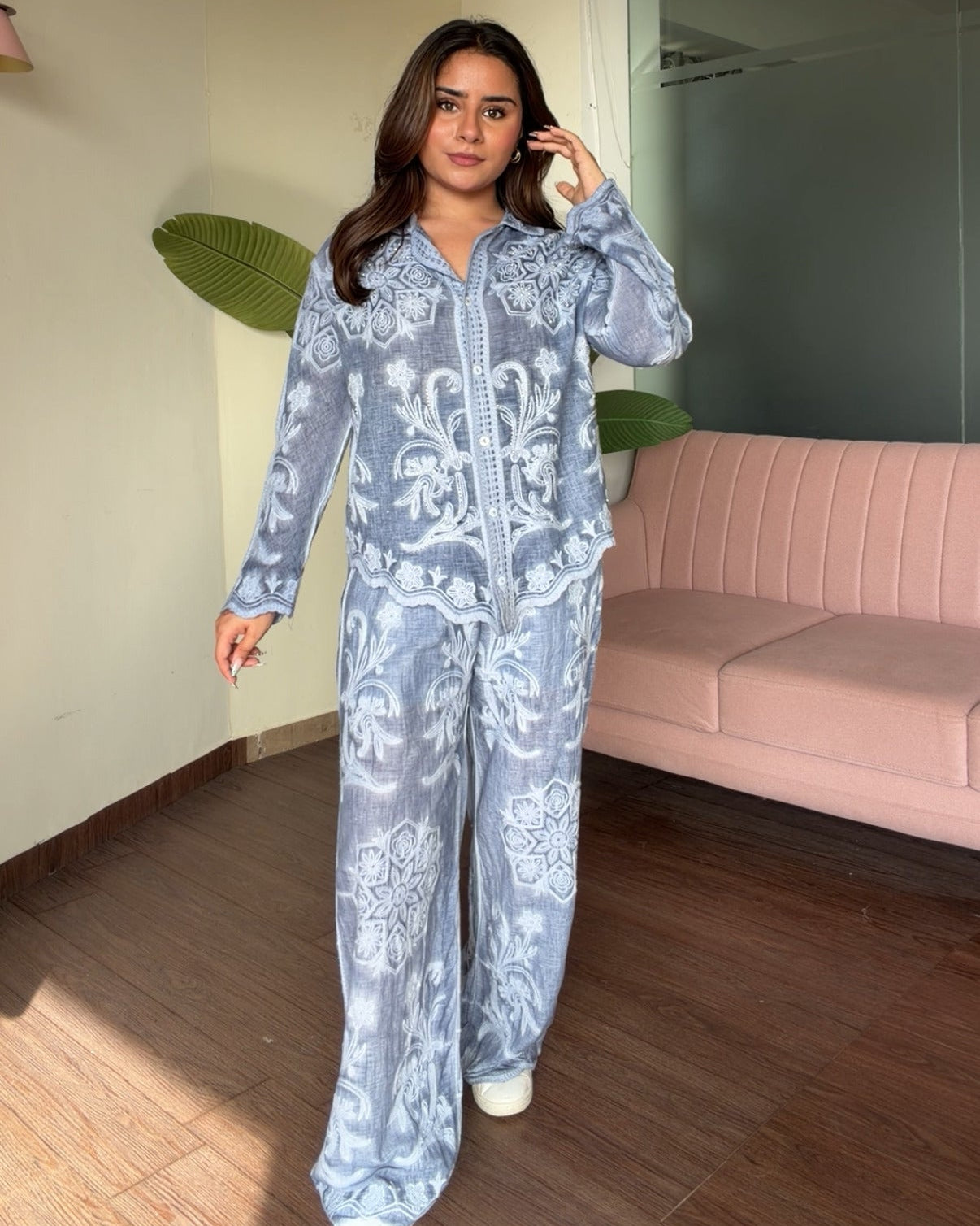 Sequin Detailing Tissue Cotton Co-ord Set